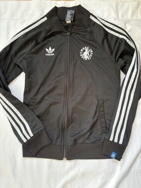 adidas Black Jacket with White Three-Stripes